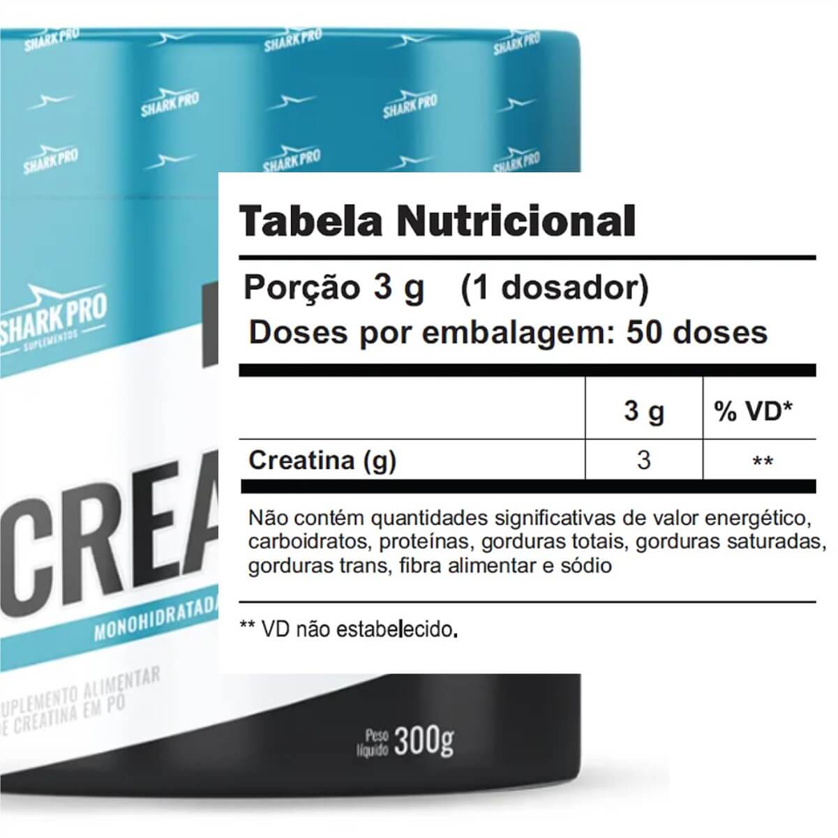 Creatina 100% Pura Shark Pro 300g